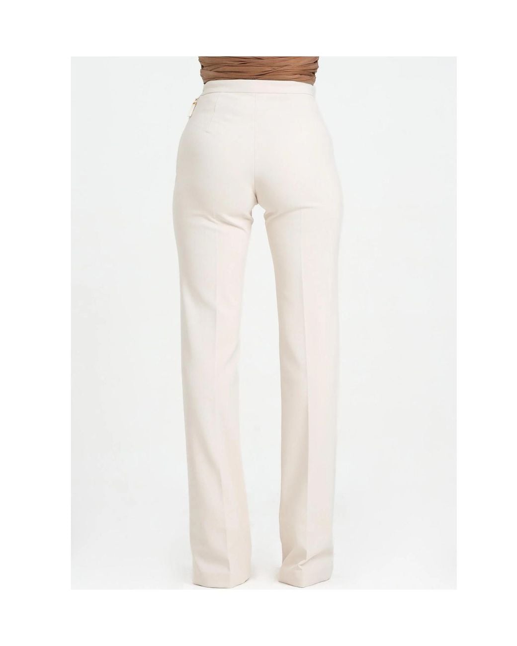 Elisabetta Franchi Natural Straight-Leg Tailored Pants