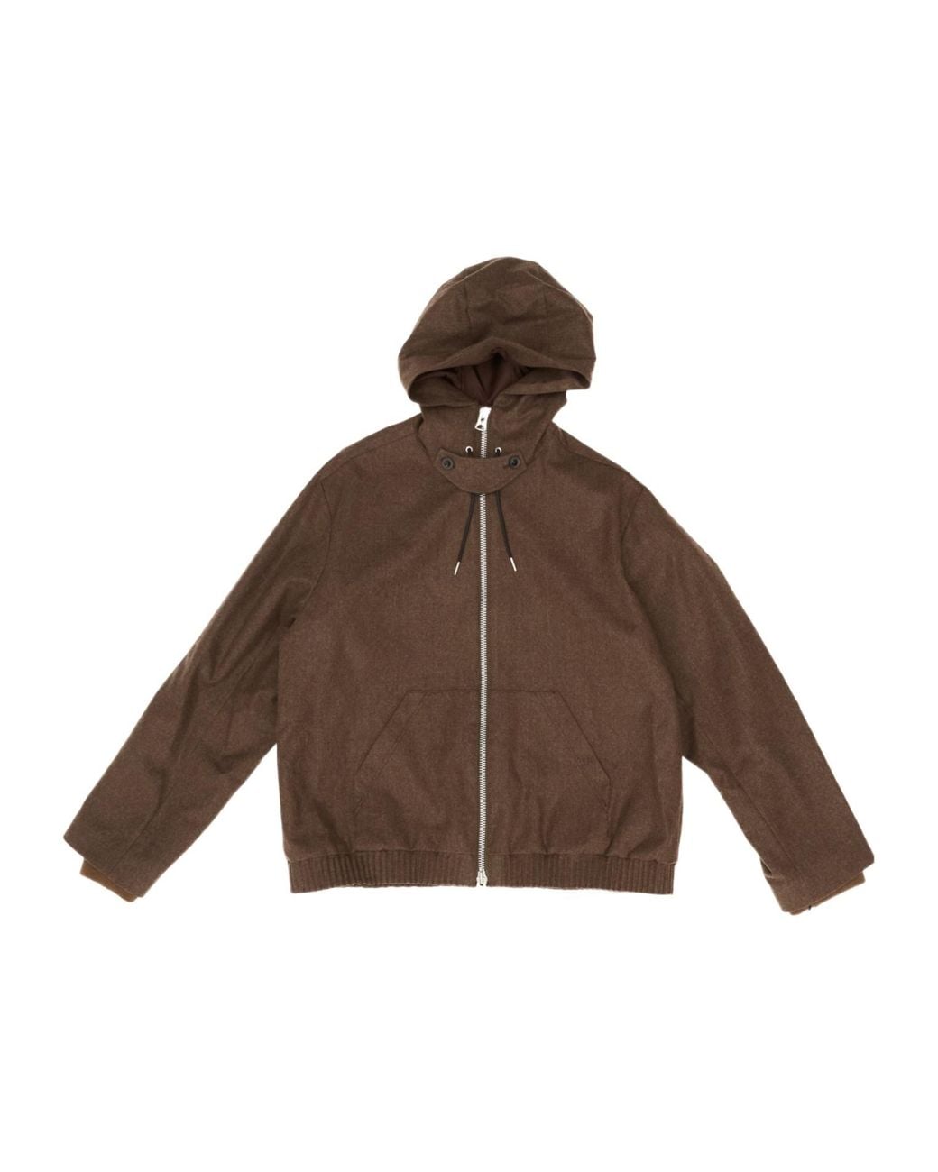 Sacai Brown Zip-Up Hooded Jacket for men