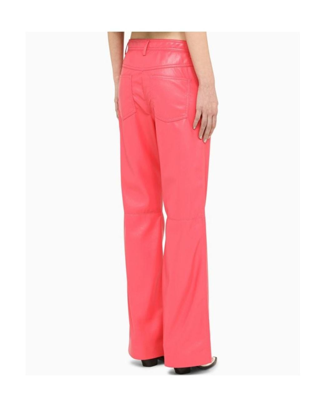 MSGM Pink Faux Leather Long Pants