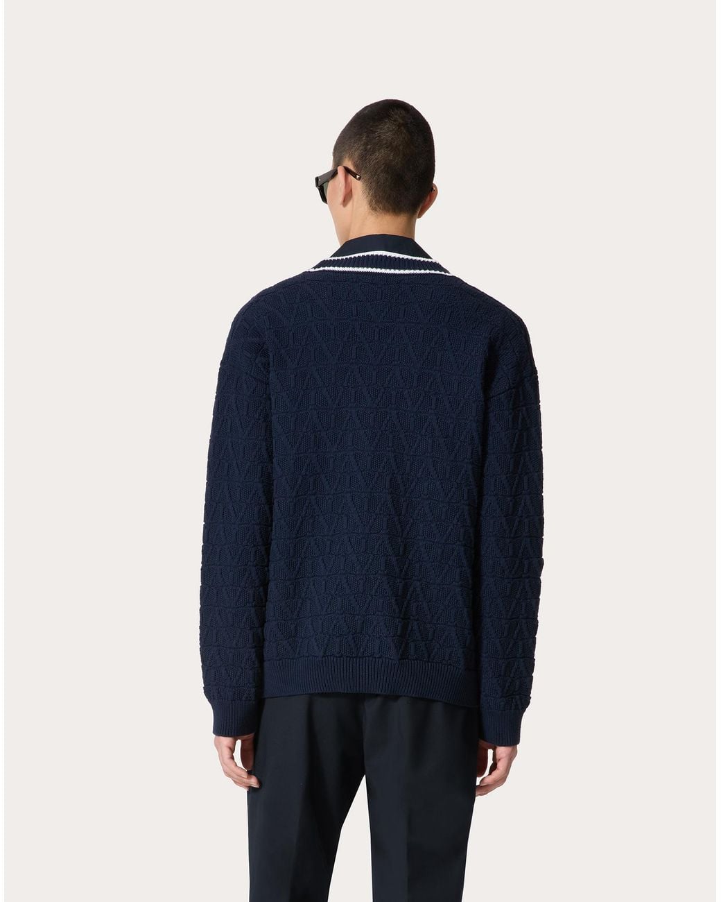Valentino Blue Toile Iconographe Cotton Cardigan for men