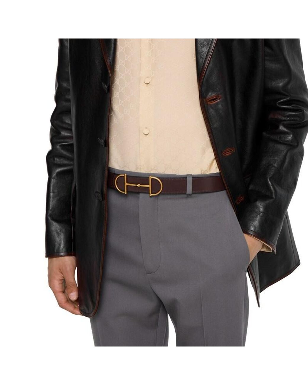 Gucci White Horsebit Reversible Belt for men