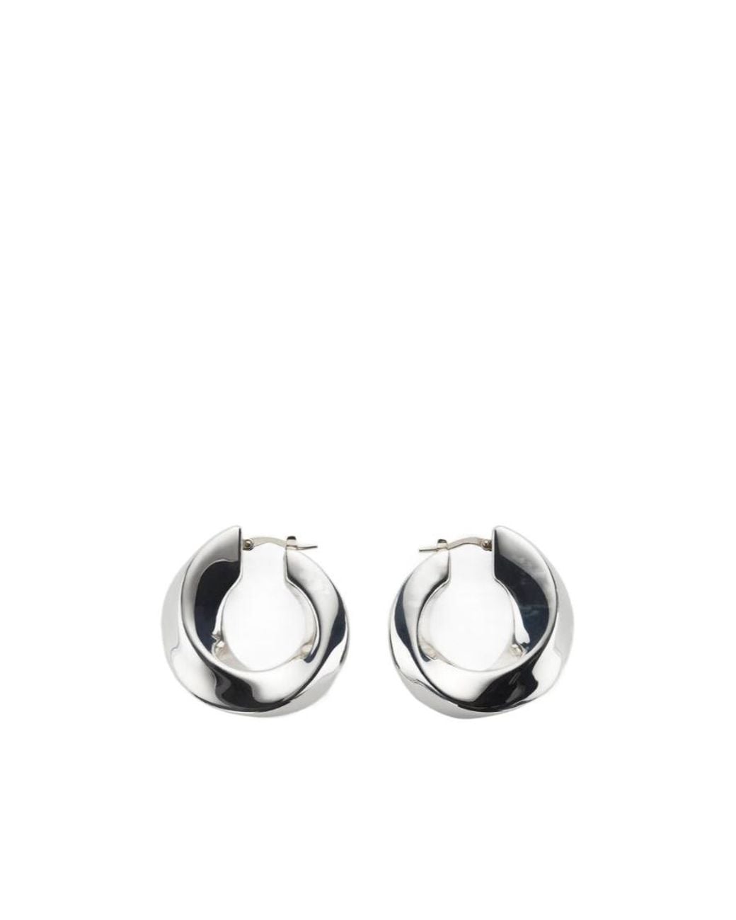 Bottega Veneta White Twist Hoop Earrings