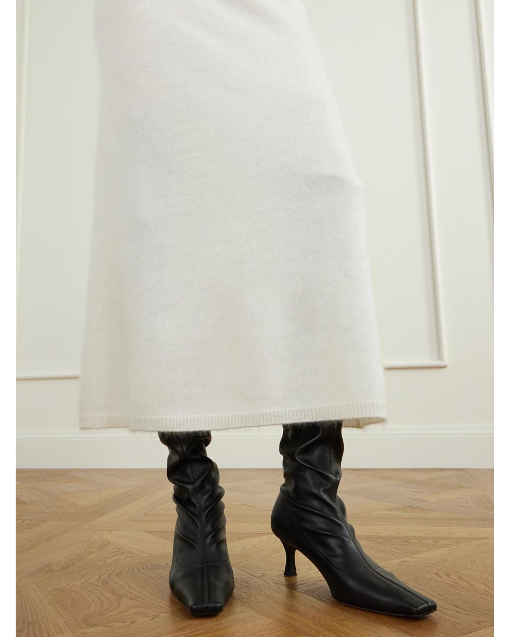 Lisa Yang White Cashmere Midi Skirt