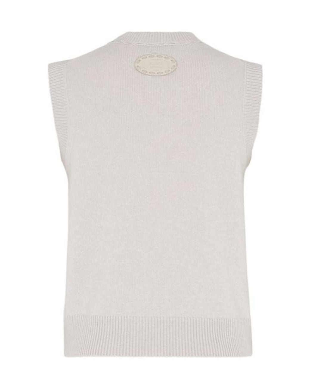 Fendi White Crewneck Knitted Gilet