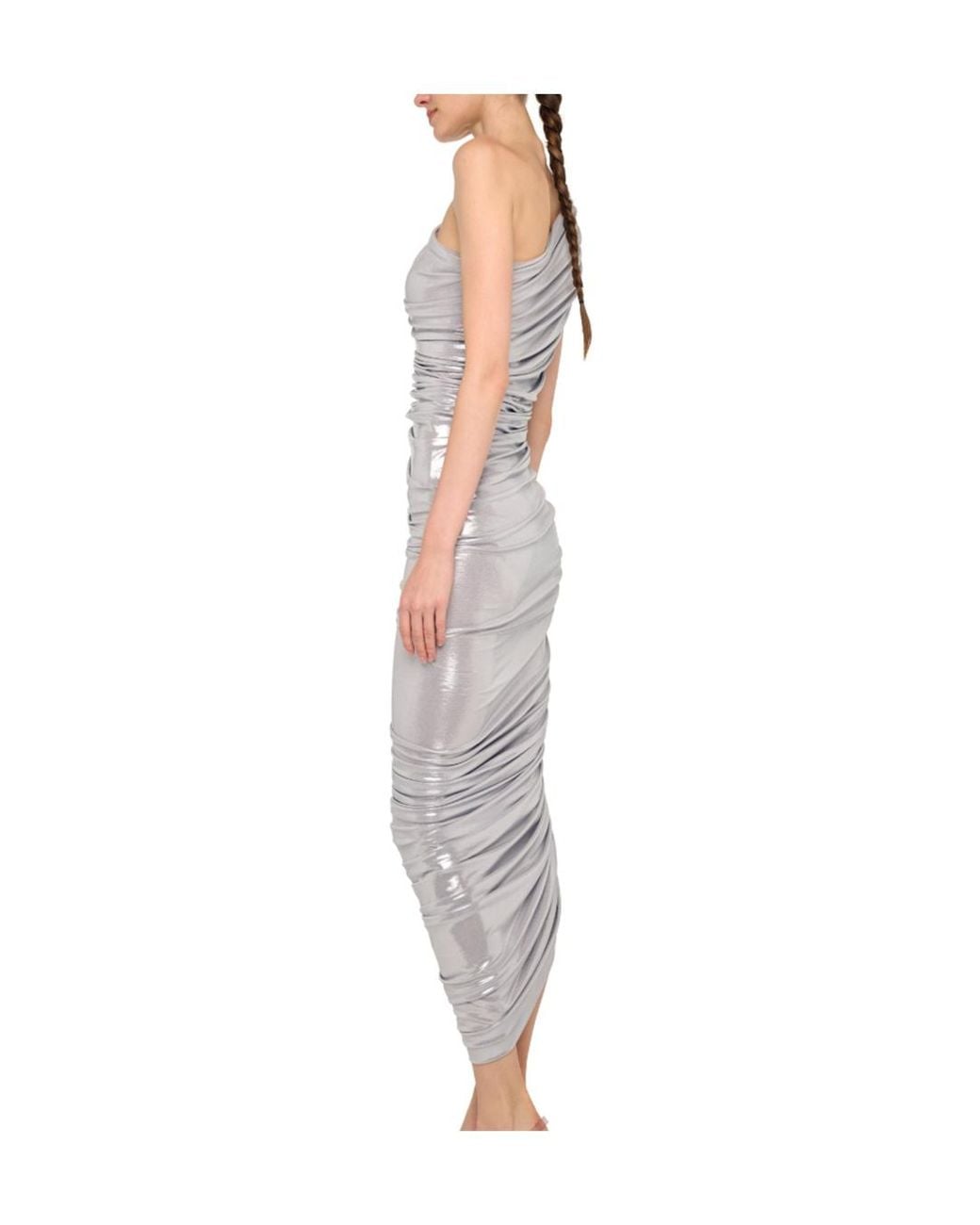 Norma Kamali Multicolor Diana One-Shoulder Ruched Dress