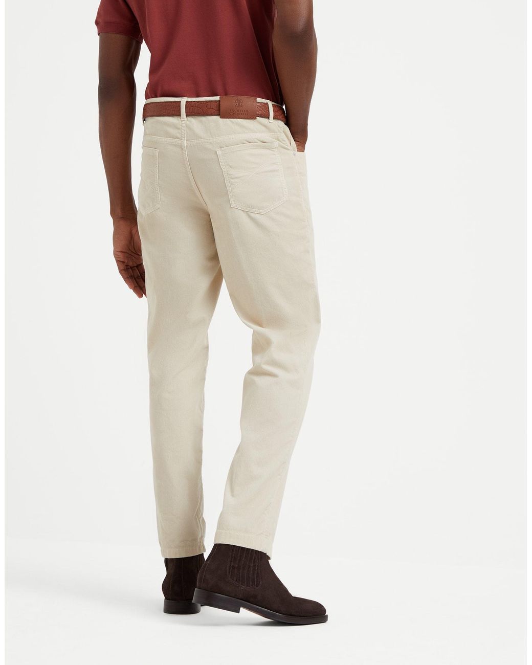 Brunello Cucinelli Natural Straight-Leg Corduroy Trousers for men