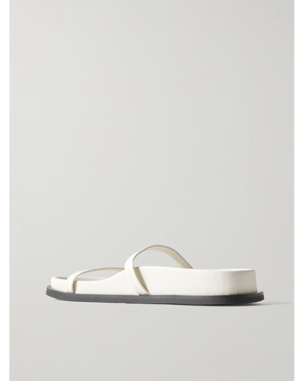 St. Agni White Strappy Leather Slippers
