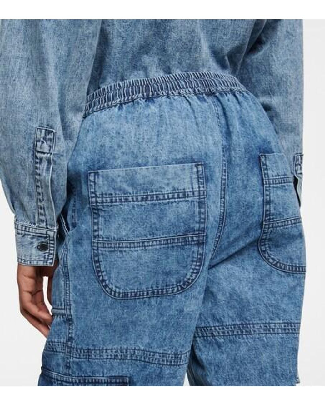 Isabel Marant Blue Straight Cotton Chambray Pants