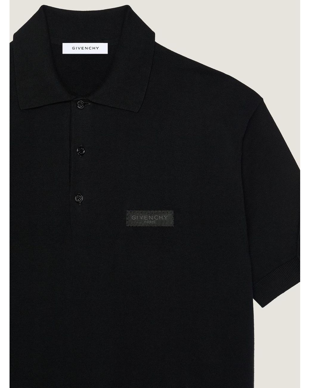 Givenchy Black Logo Patch Short-Sleeved Polo Shirt for men