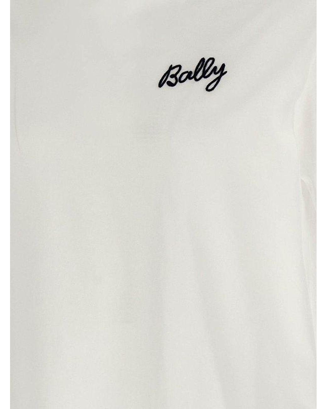 Bally White Logo Embroidered Crewneck T-Shirt for men