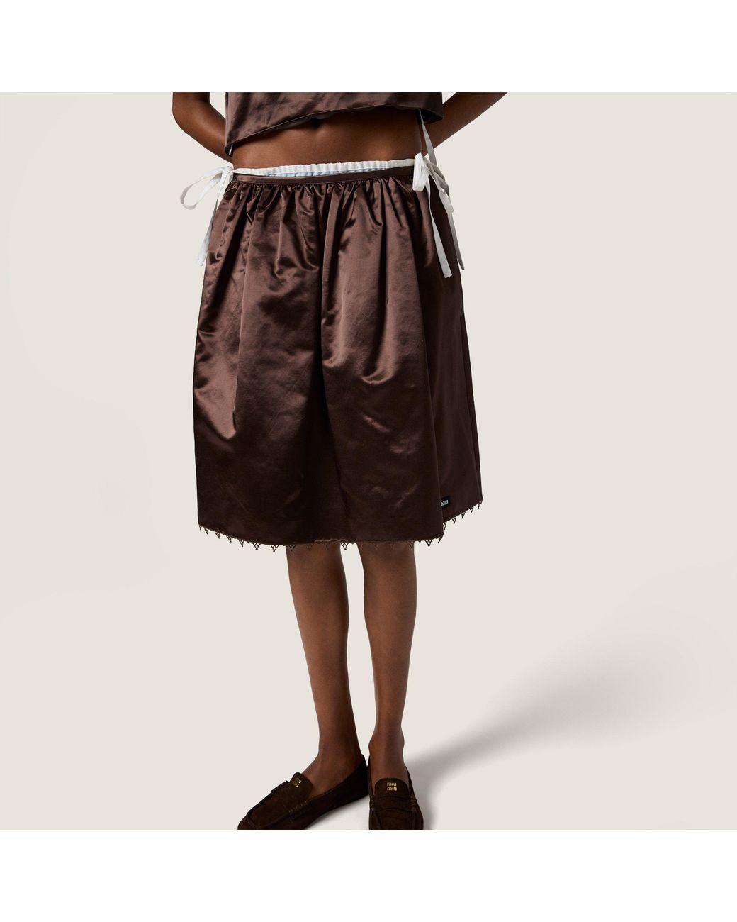Miu Miu Brown Satin Skirt