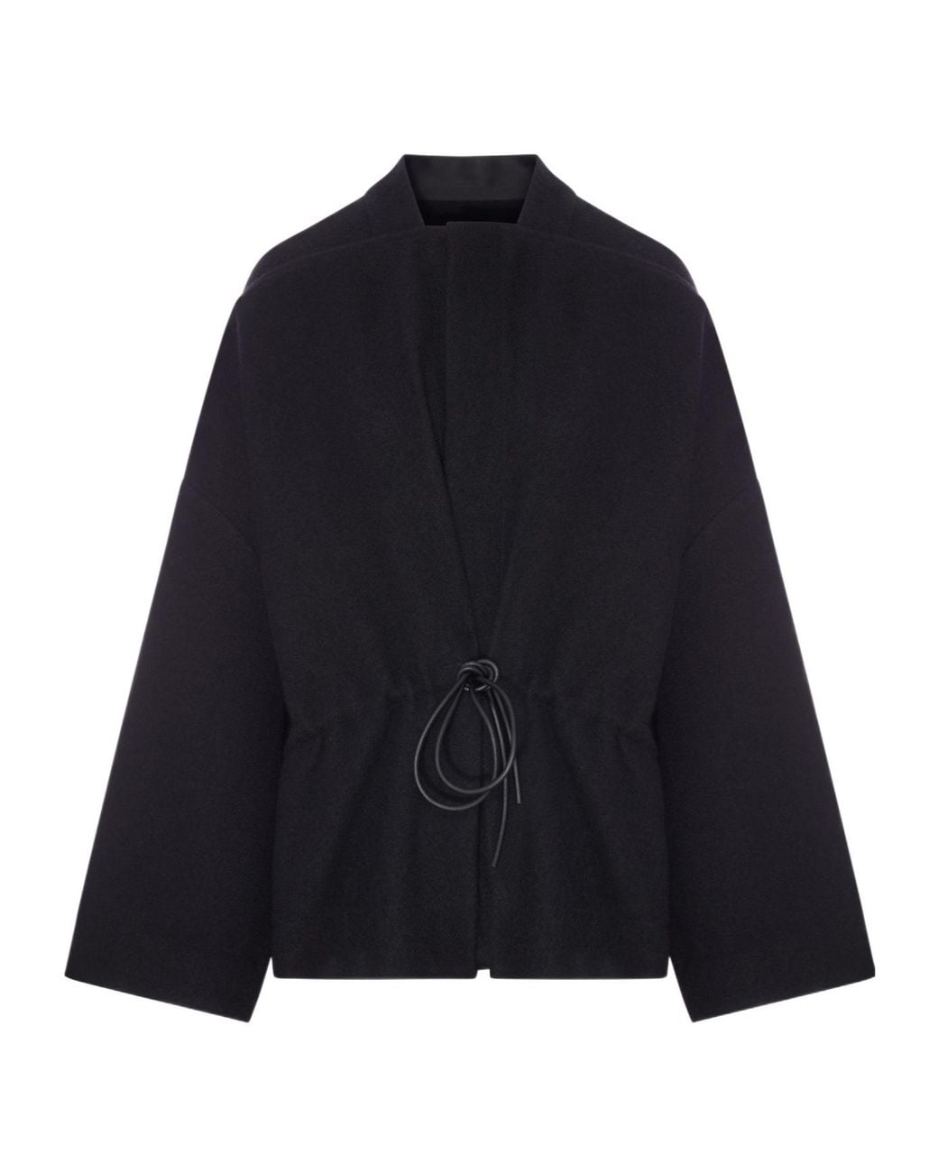 Rick Owens Blue Drawstring-Waist Wool Jacket
