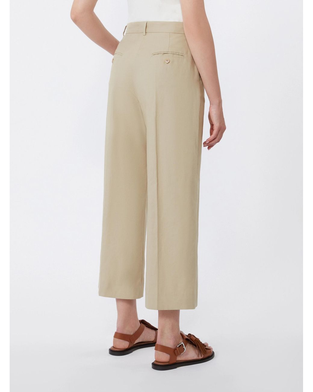 Weekend by Maxmara Natural Cotton And Linen Canvas Trousers