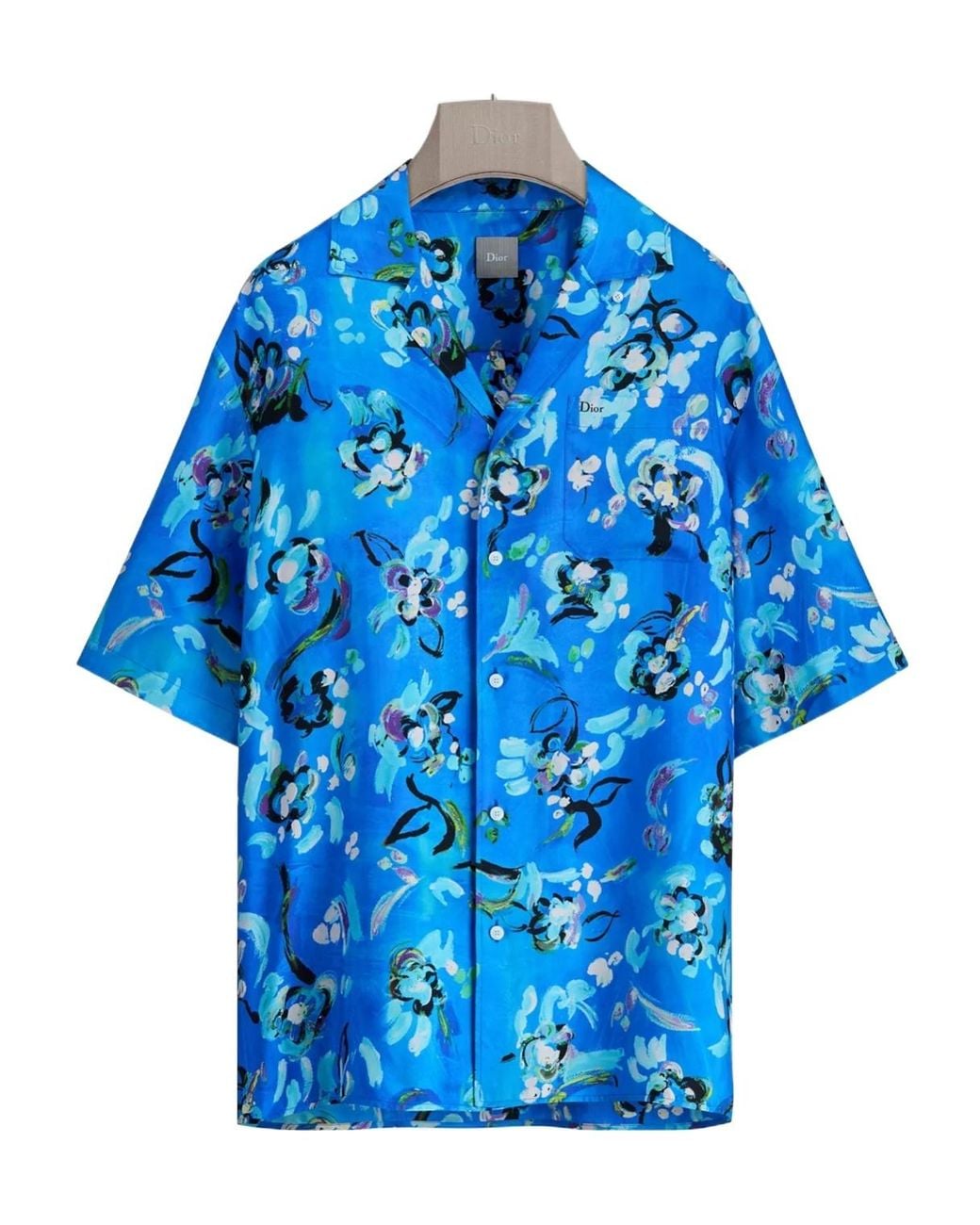 Dior Blue Iviera Short-Sleeved Shirt for men