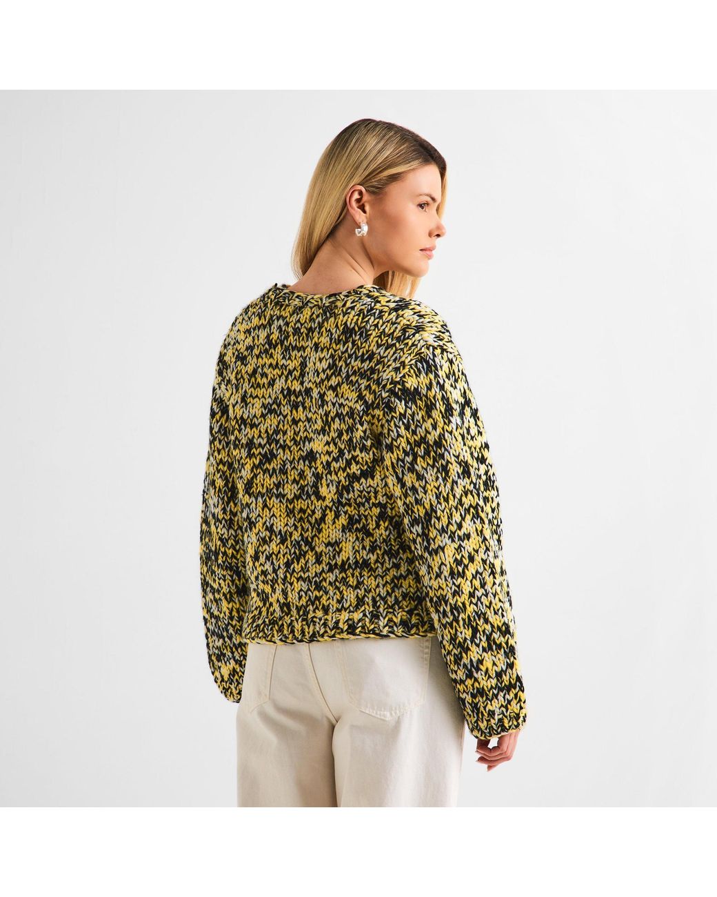 Ganni Yellow Crew Neck Knitted Top