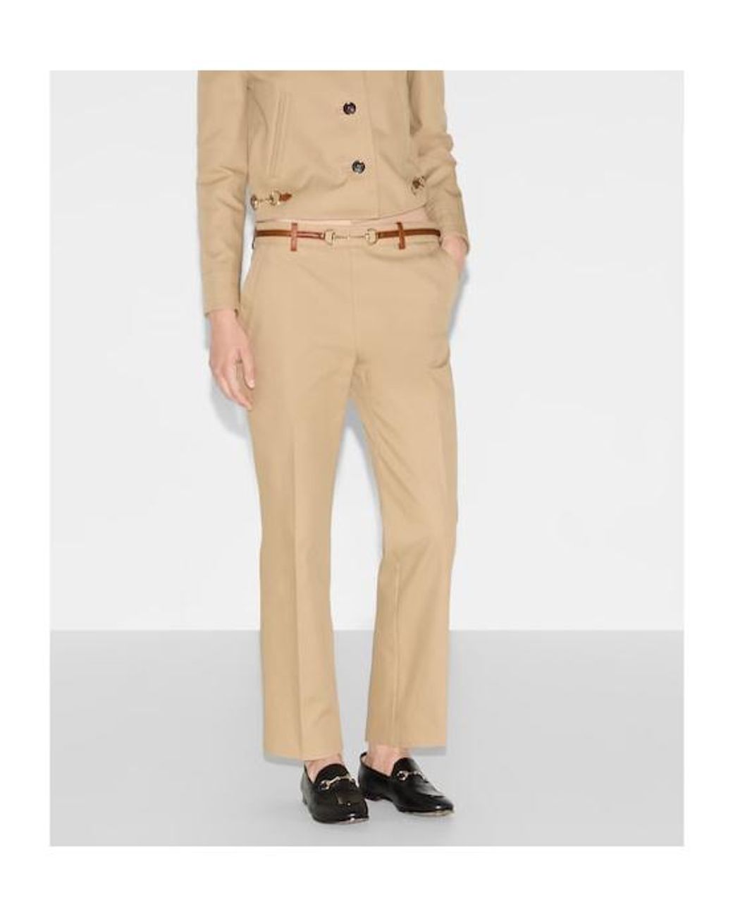 Gucci Natural Pleated Belted Pants