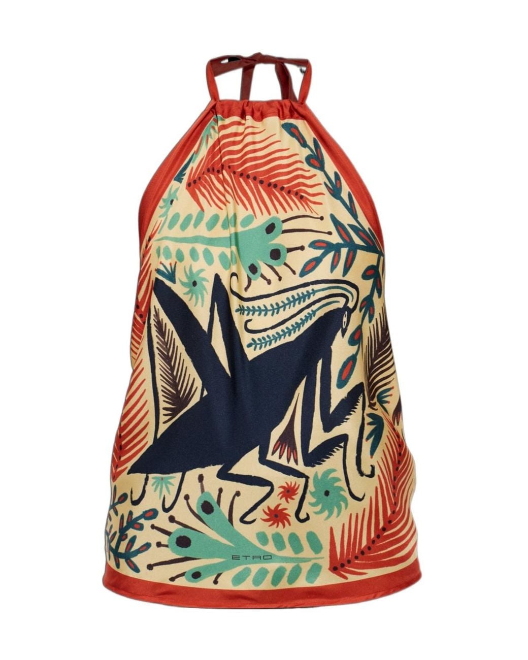 Etro Green Pattern-Printed Open-Back Top