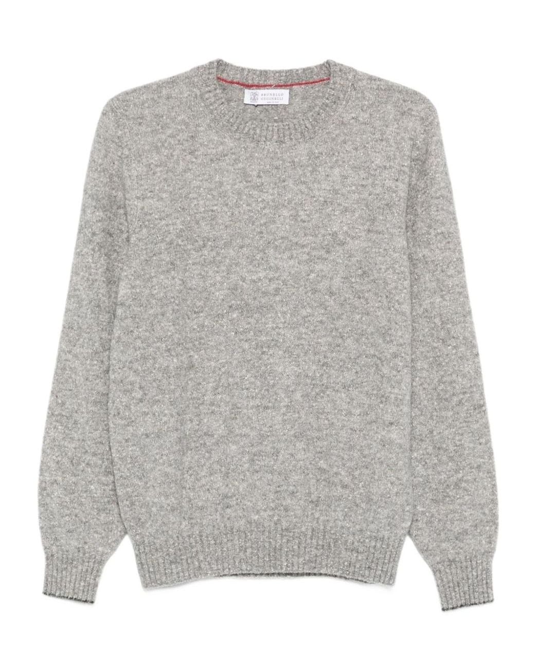 Brunello Cucinelli Gray Crew-Neck Long-Sleeve Sweater for men