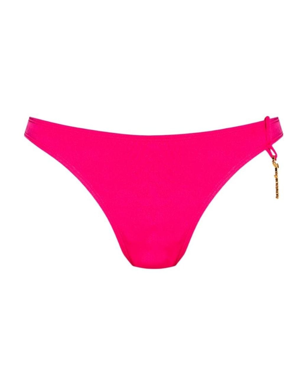 Jacquemus Pink Logo Charm Low-Rise Bikini Bottoms