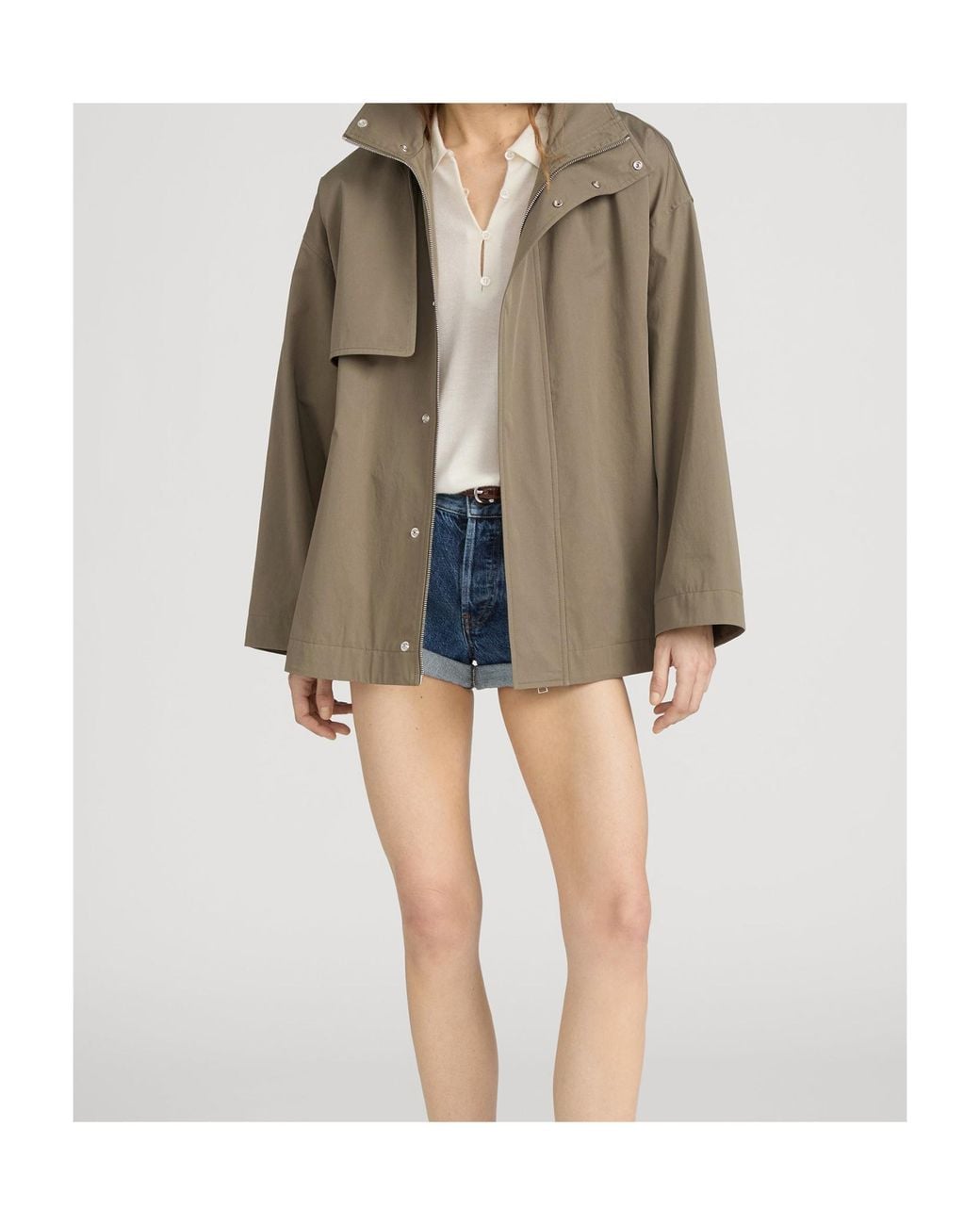 FRAME Natural Storm-Flap Belted Jacket