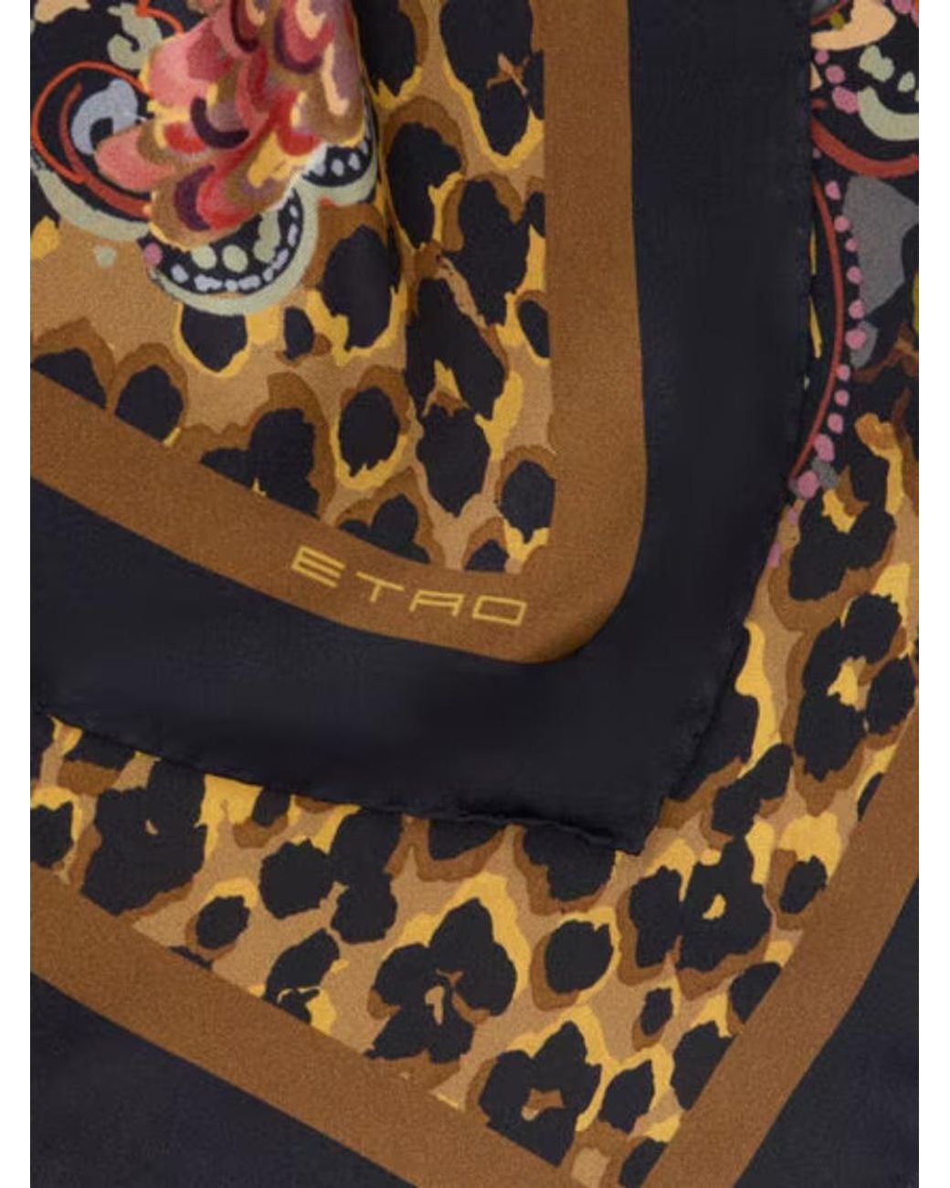 Etro Black Floral Paisley Print Scarf