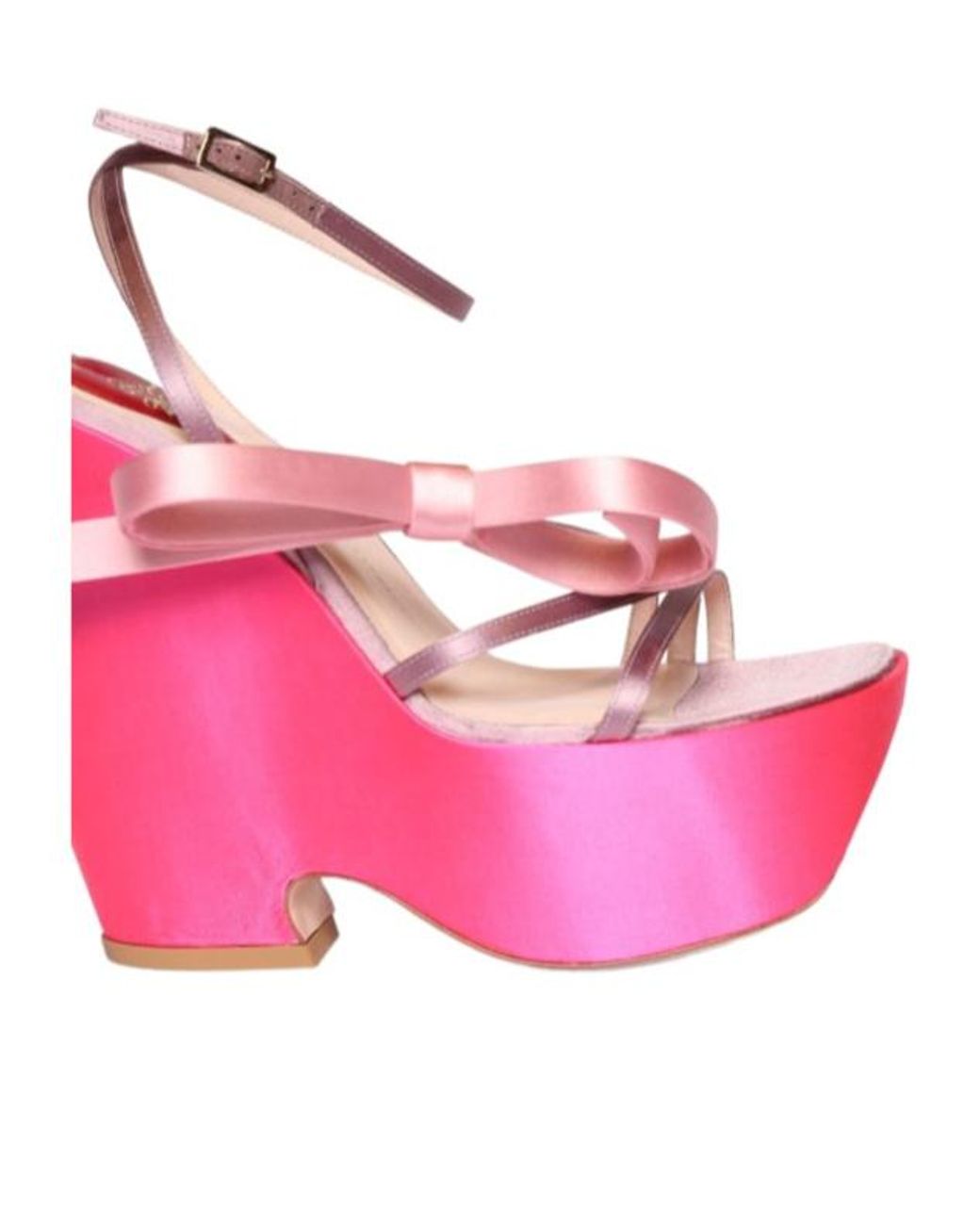 Roger Vivier Pink Choc Bow Satin Wedges