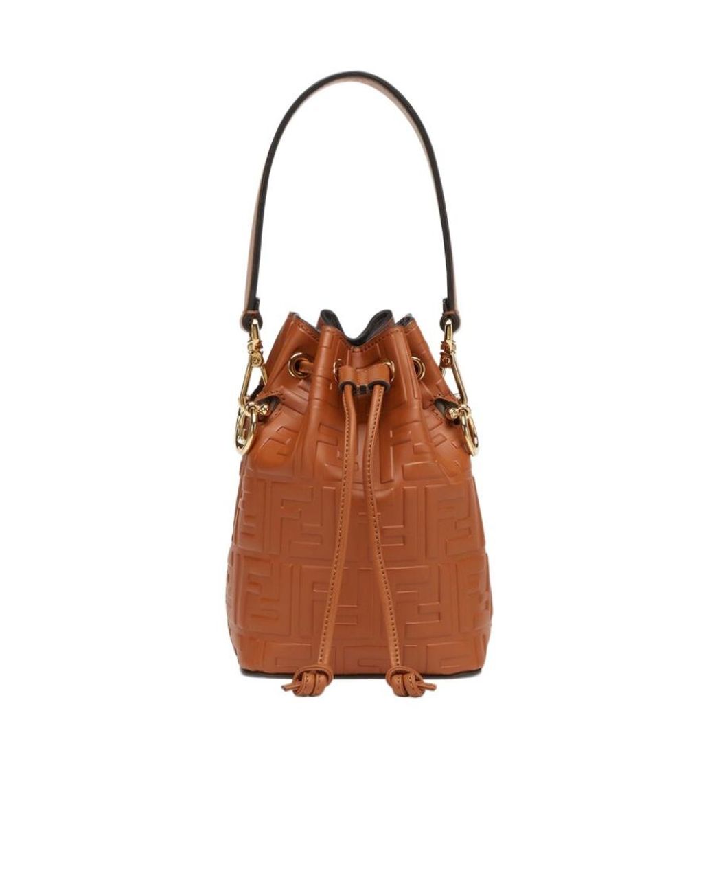 Fendi Brown Leather Mini-Bag With Ff Motif