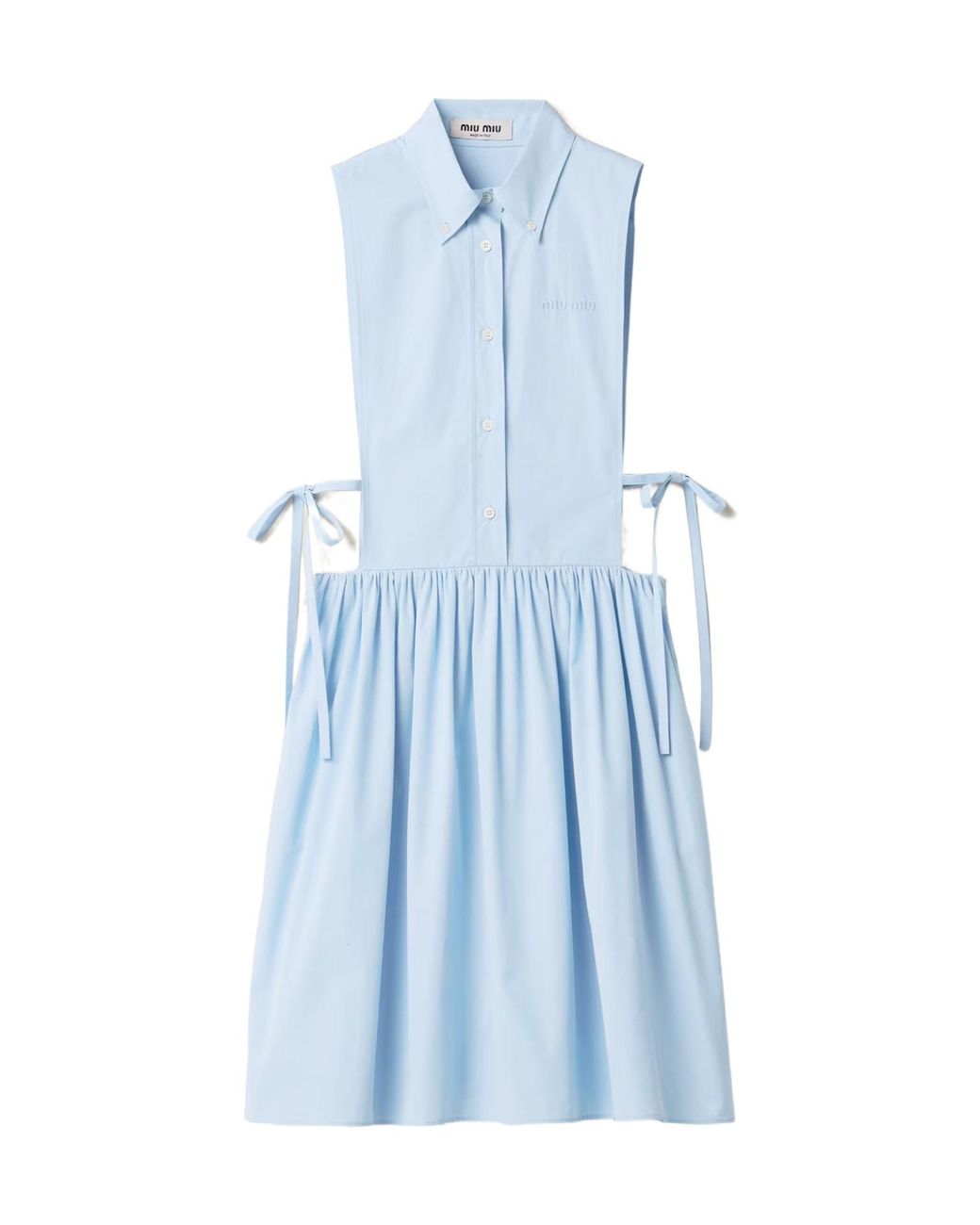 Miu Miu Blue Cotton Poplin Mini Dress