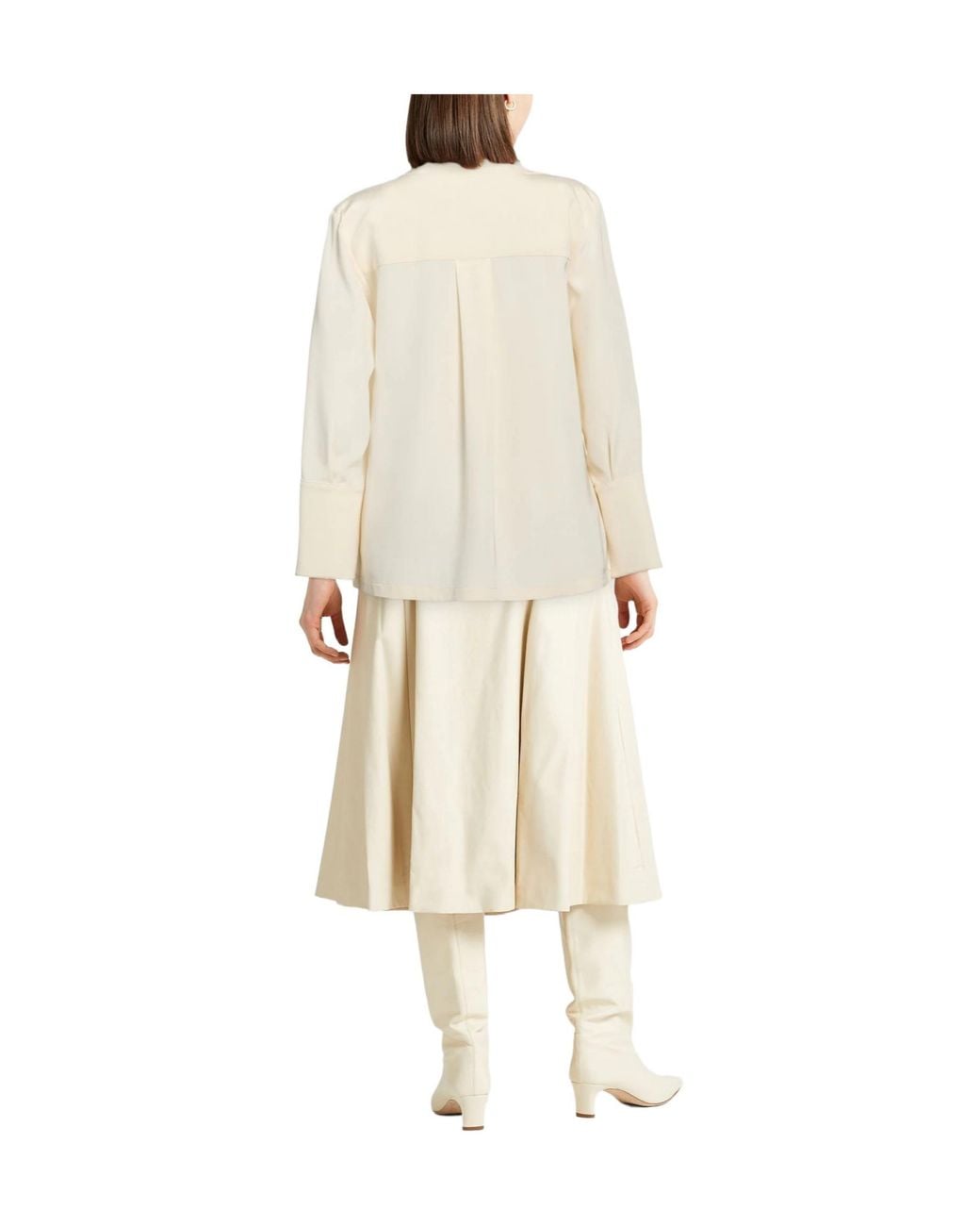 Max Mara White Solid-Color Satin Shirt