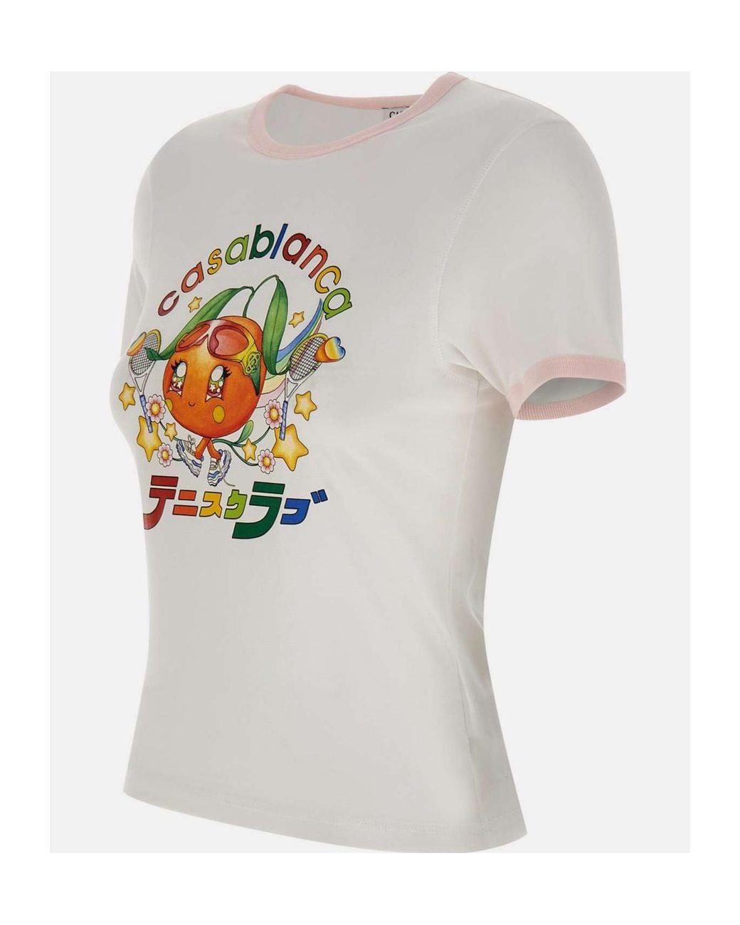 Casablanca White Mascot Ringer Short Sleeve T-Shirt