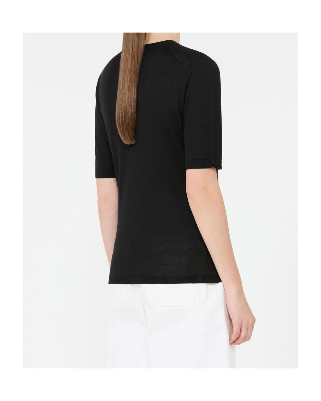 Max Mara Gray Short-Sleeved Knitted Top