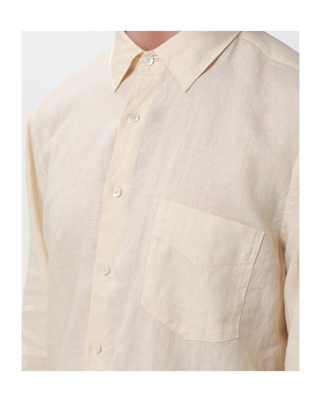 Aspesi Natural Long-Sleeve Linen Shirt for men