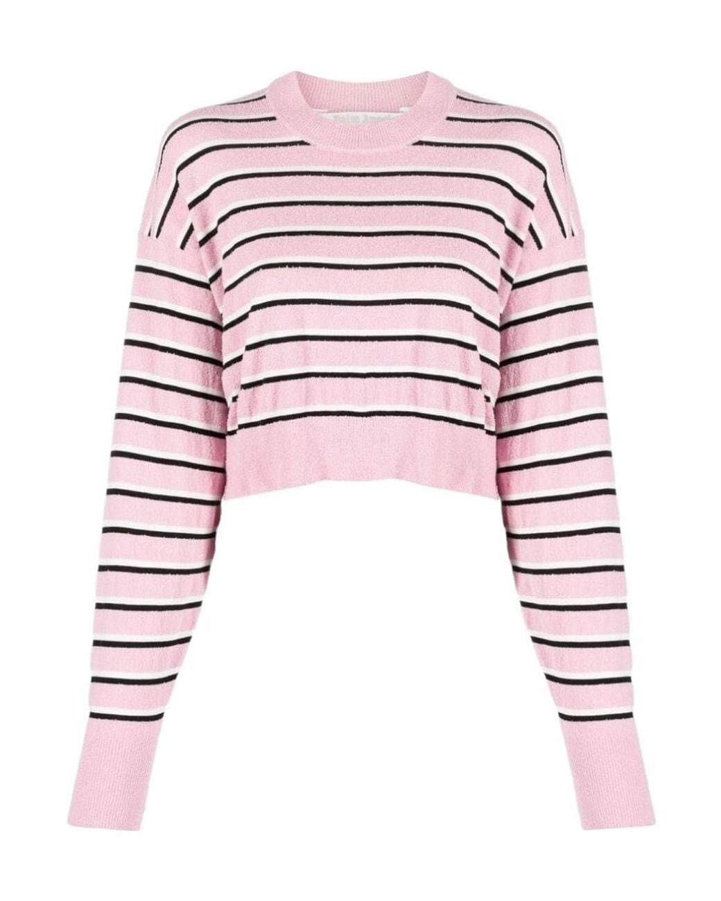 Palm Angels Red Striped Cropped Crewneck Jumper