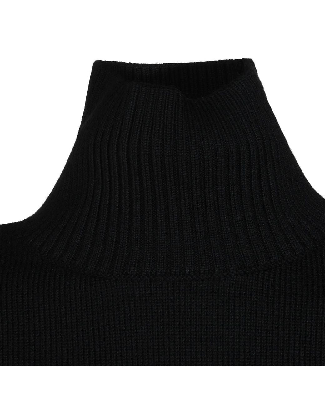 Totême  Black Totême Ribbed High Neck Knitted Jumper