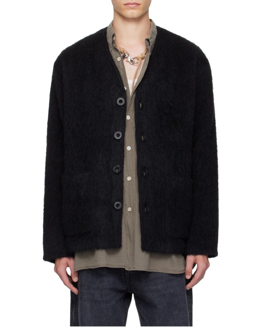 Our Legacy Black Relaxed V-Neck Cardigan for men