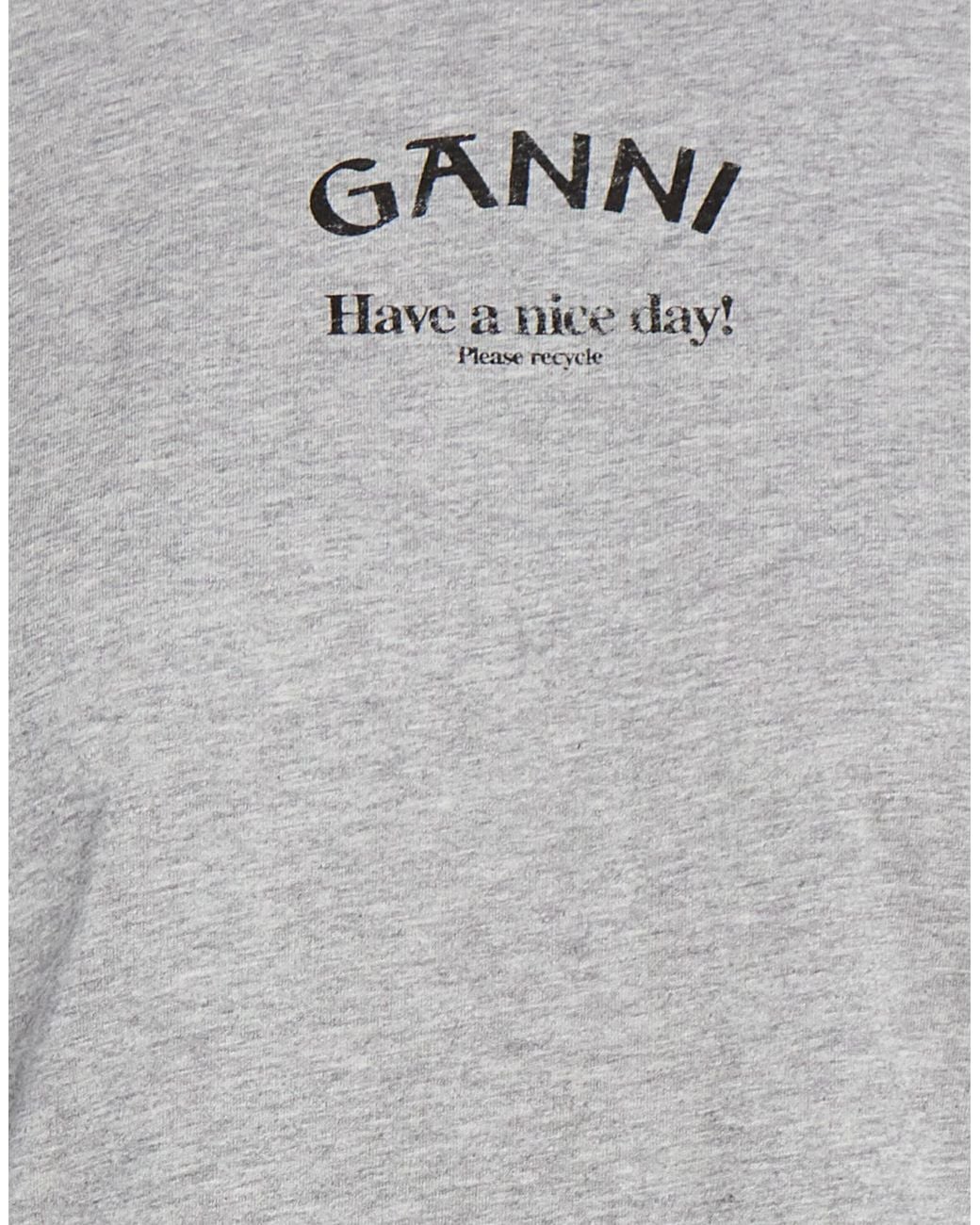 Ganni Gray Printed Shortsleeve Tshirt