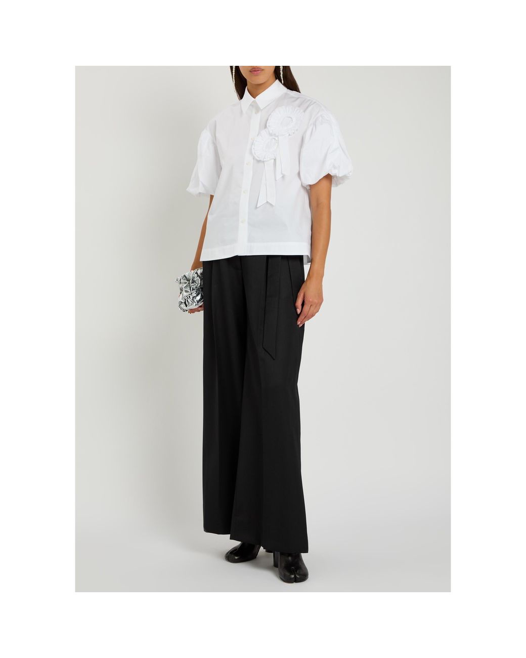 Simone Rocha White Cotton Puff-Sleeve Top