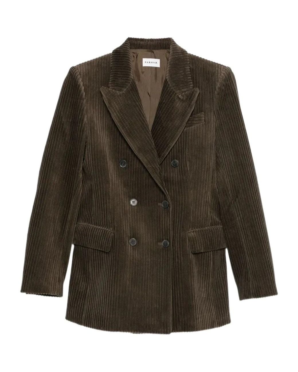P.A.R.O.S.H. Green Double-Breasted Corduroy Blazer