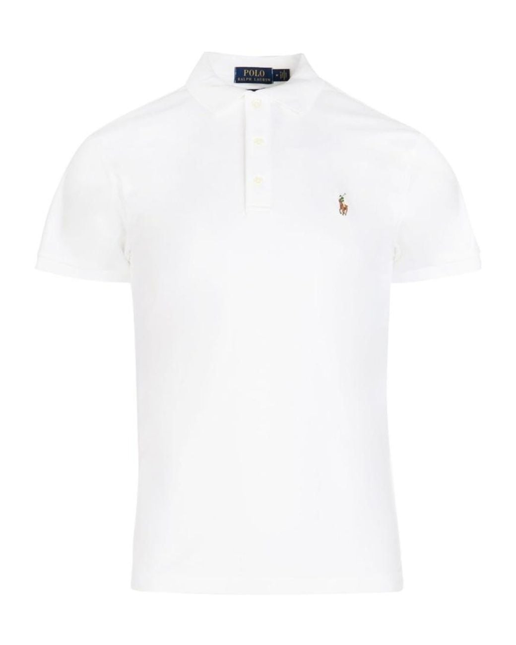 Polo Ralph Lauren Embroidered Logo Polo Shirt in White for Men | Lyst UK