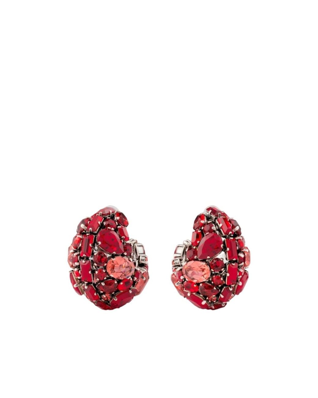 Givenchy Red Bold Crystals Clip Earrings