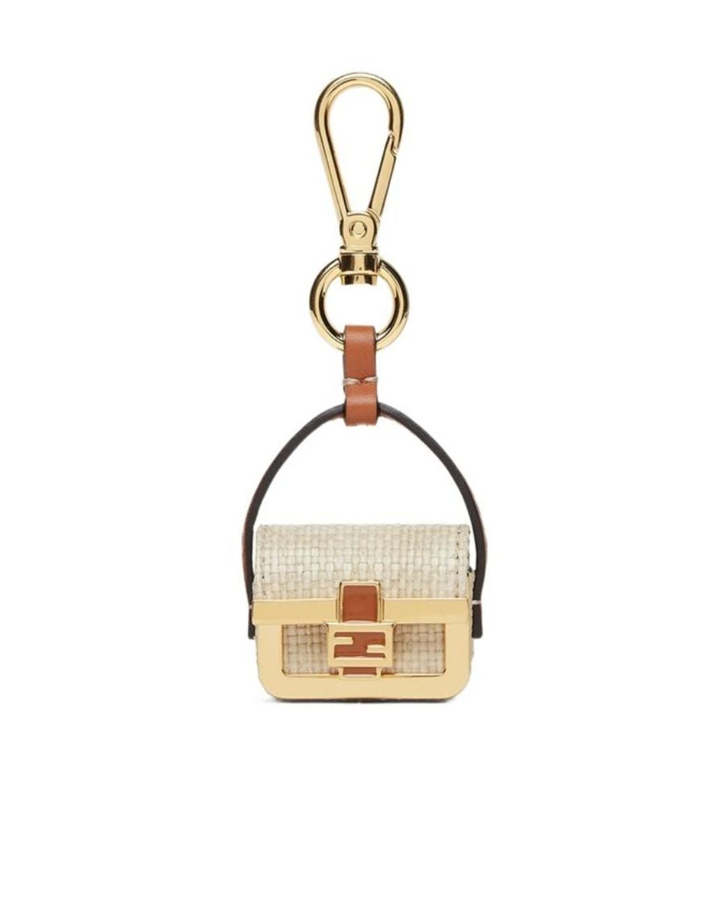 Fendi Metallic Natural Raffia Charm
