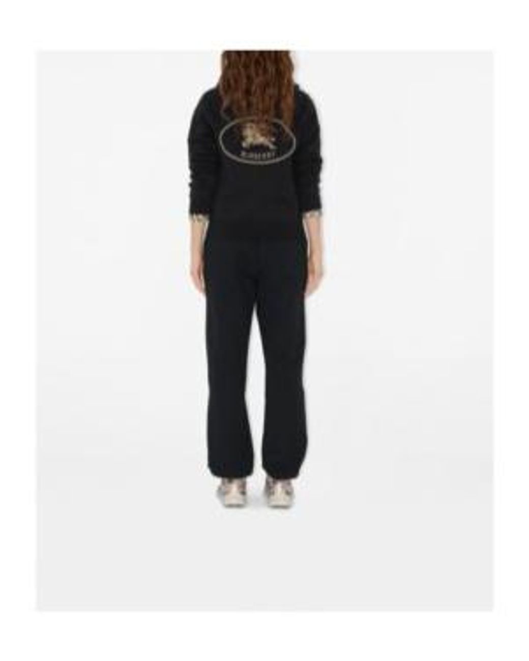 Burberry Black Logo Embroidered Zip-Up Drawstring Hoodie