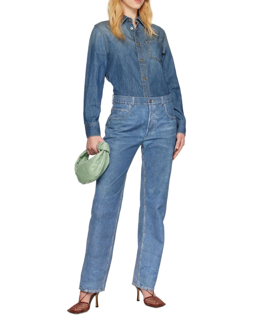 Bottega Veneta Blue Light Washed Denim Shirt