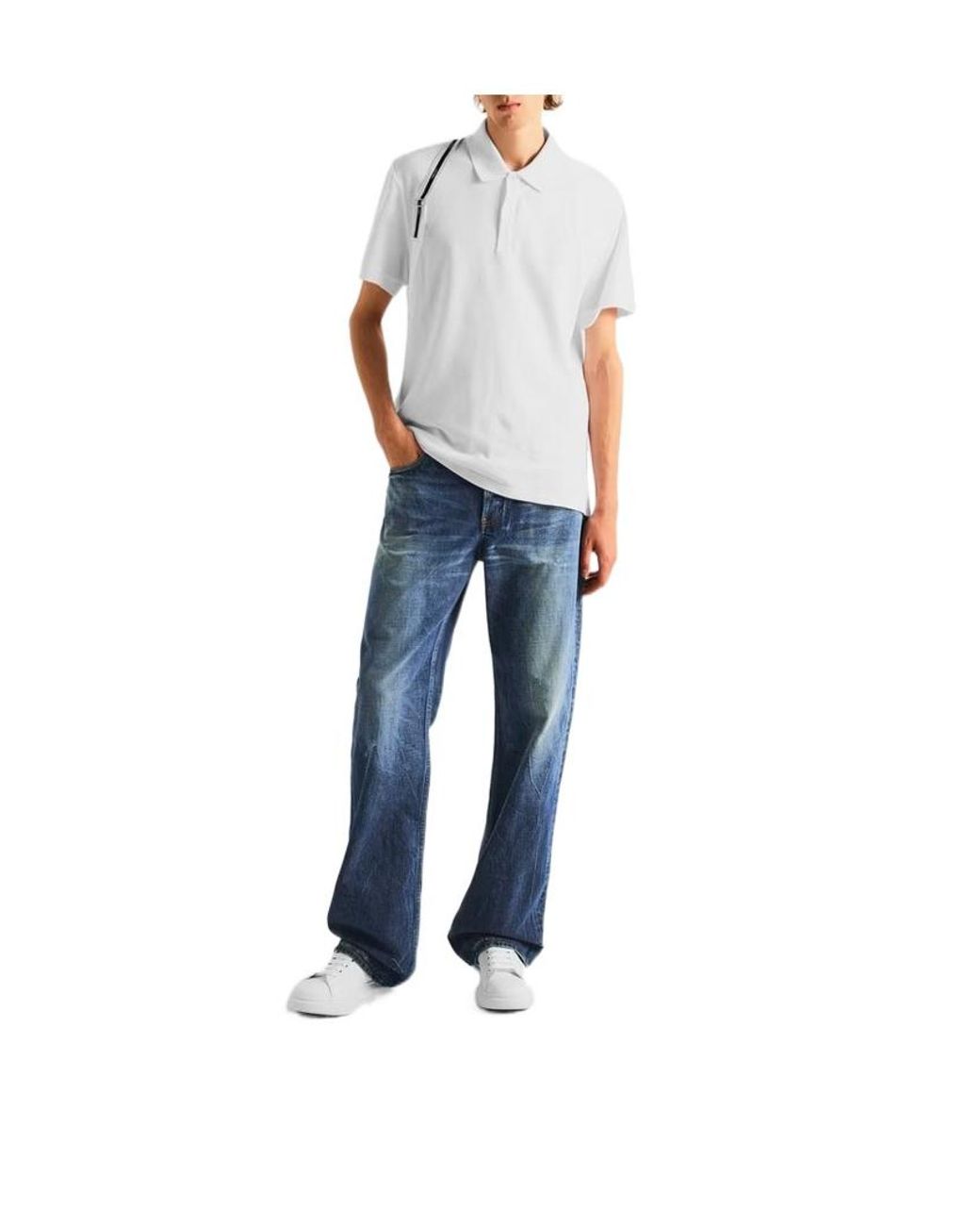 McQueen White Collared Shortsleeve Polo Shirt for men