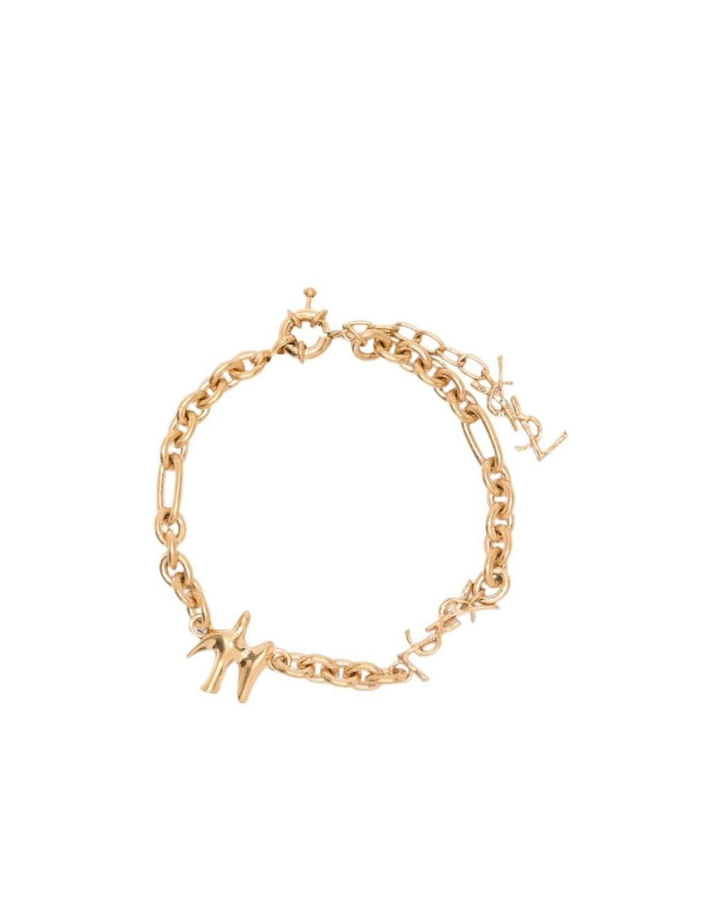 Saint Laurent Metallic Cassandre Chain Bracelet