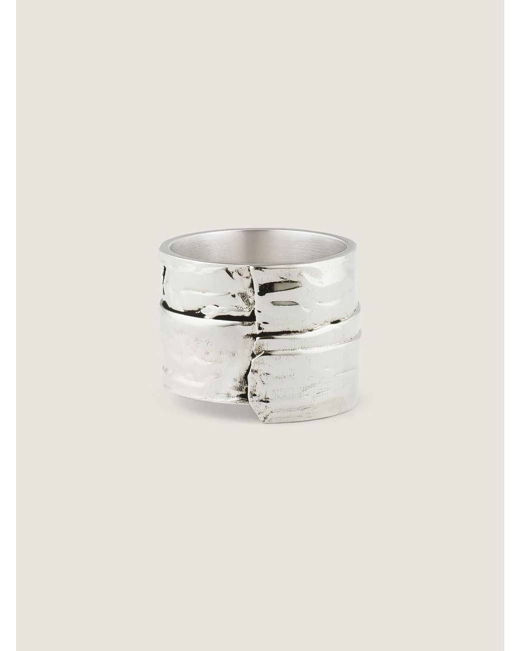 Givenchy White Paris 1952 Logo Engraved Tape Ring for men