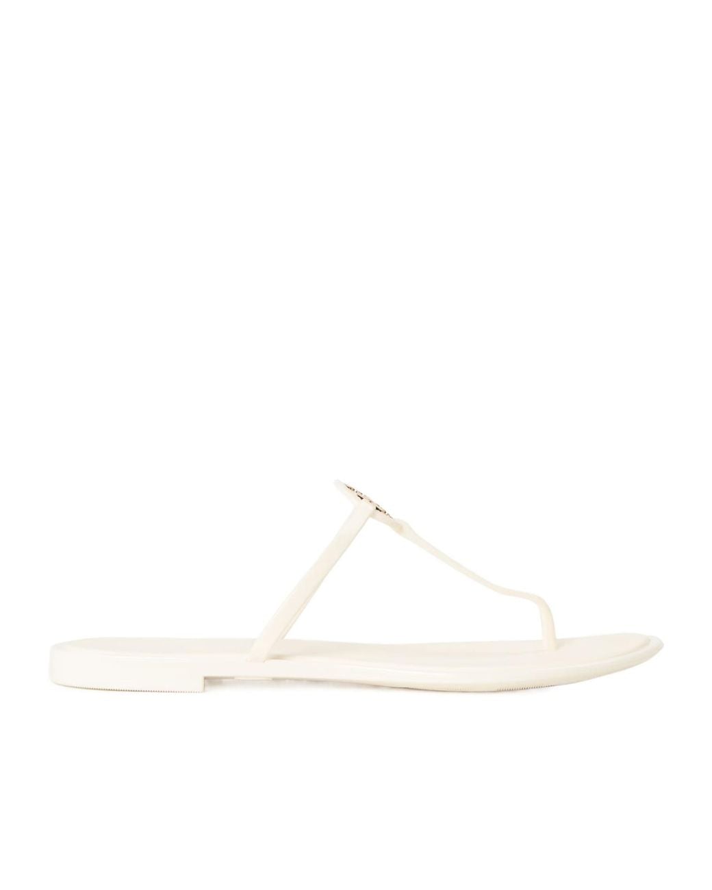 Tory Burch White Logo Flip-Flops