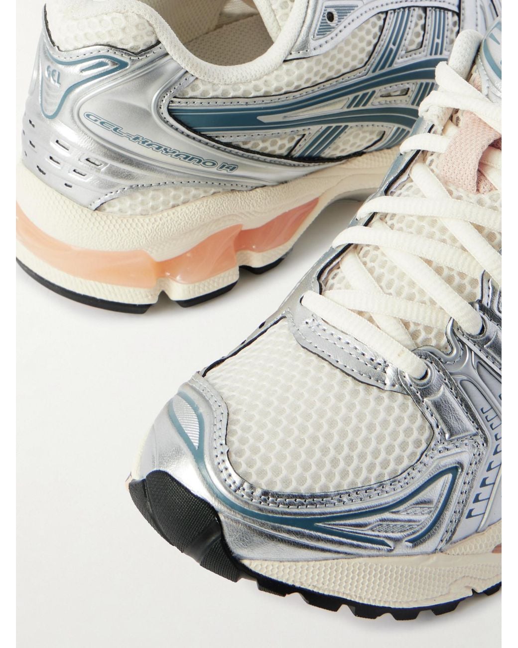 Asics White Gel-Kayano 14 Rubber And Metallic Mesh Sneakers