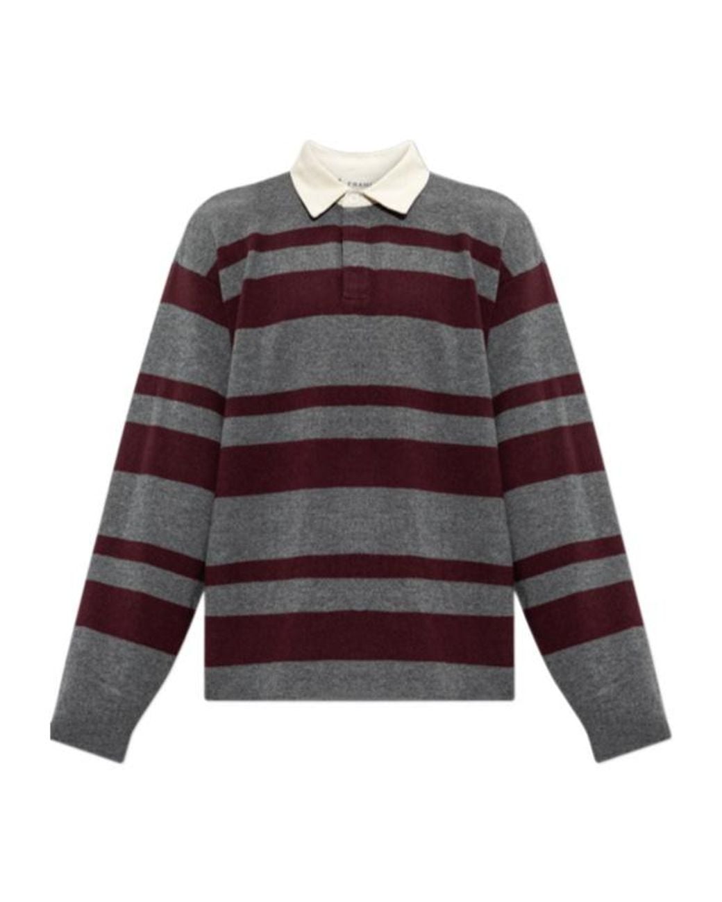 FRAME Purple Striped Long Sleeve Knitted Polo for men