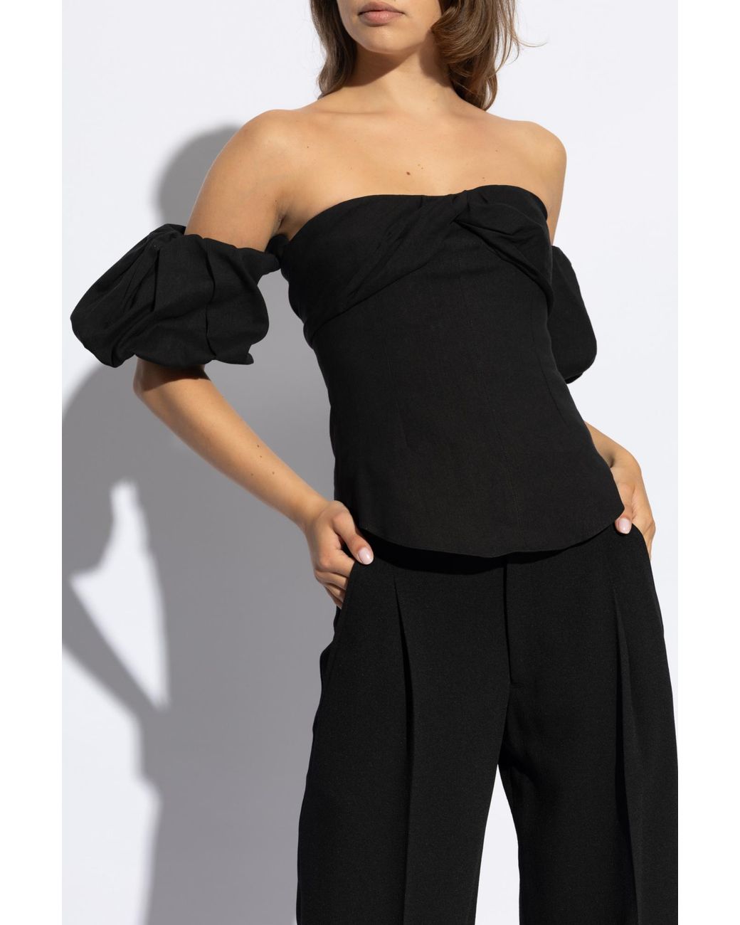 Isabel Marant Black Daniela Detachable-Sleeved Strapless Blouse